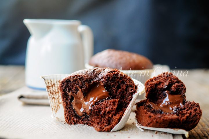 Muffin con cuore morbido di nutella al cioccolato vickyart arte in cucina