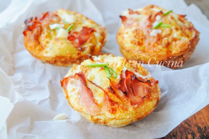 Tortini di albumi con patate e prosciutto ricetta leggera vickyart arte in cucina
