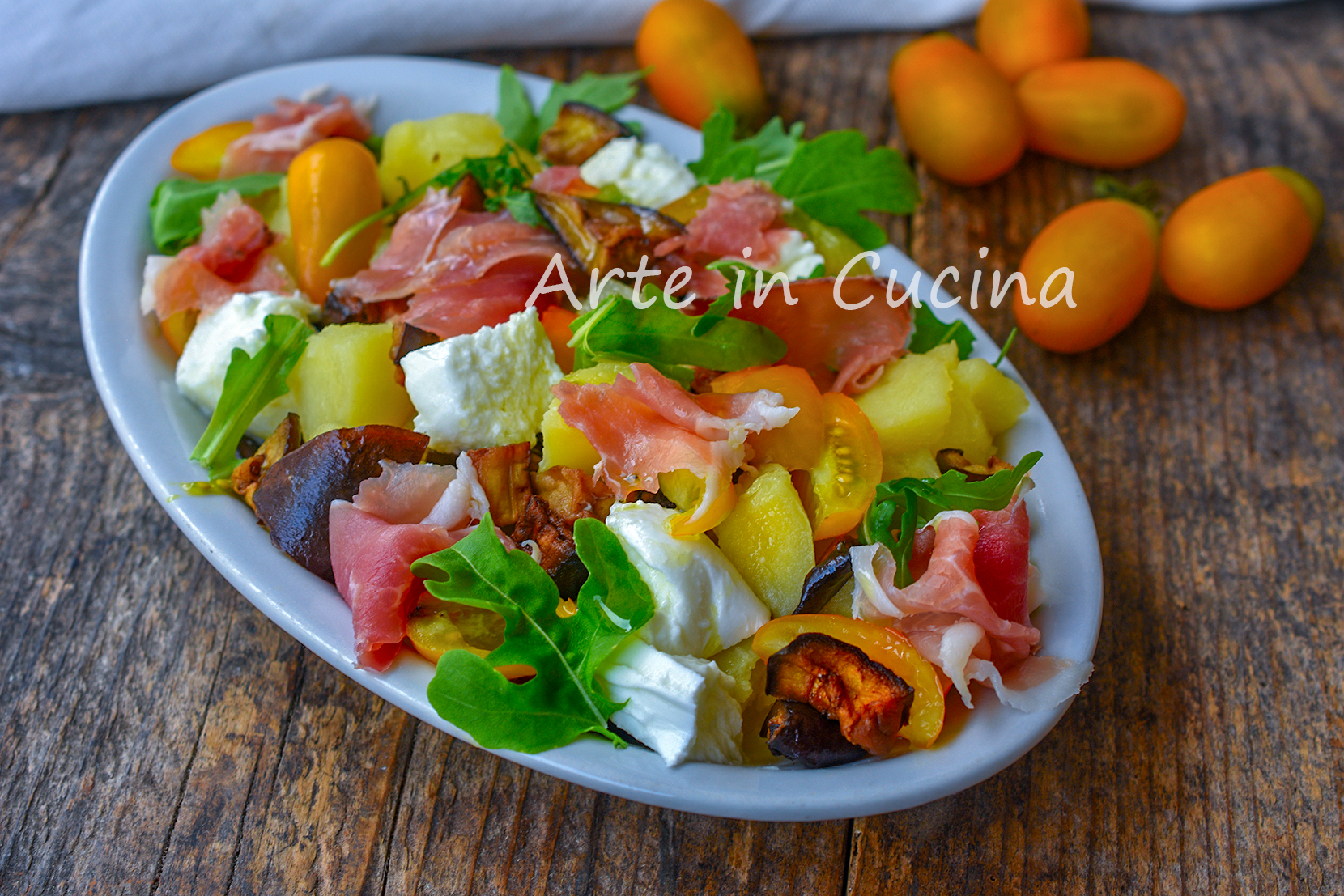 Insalata di patate con melanzane a funghetto