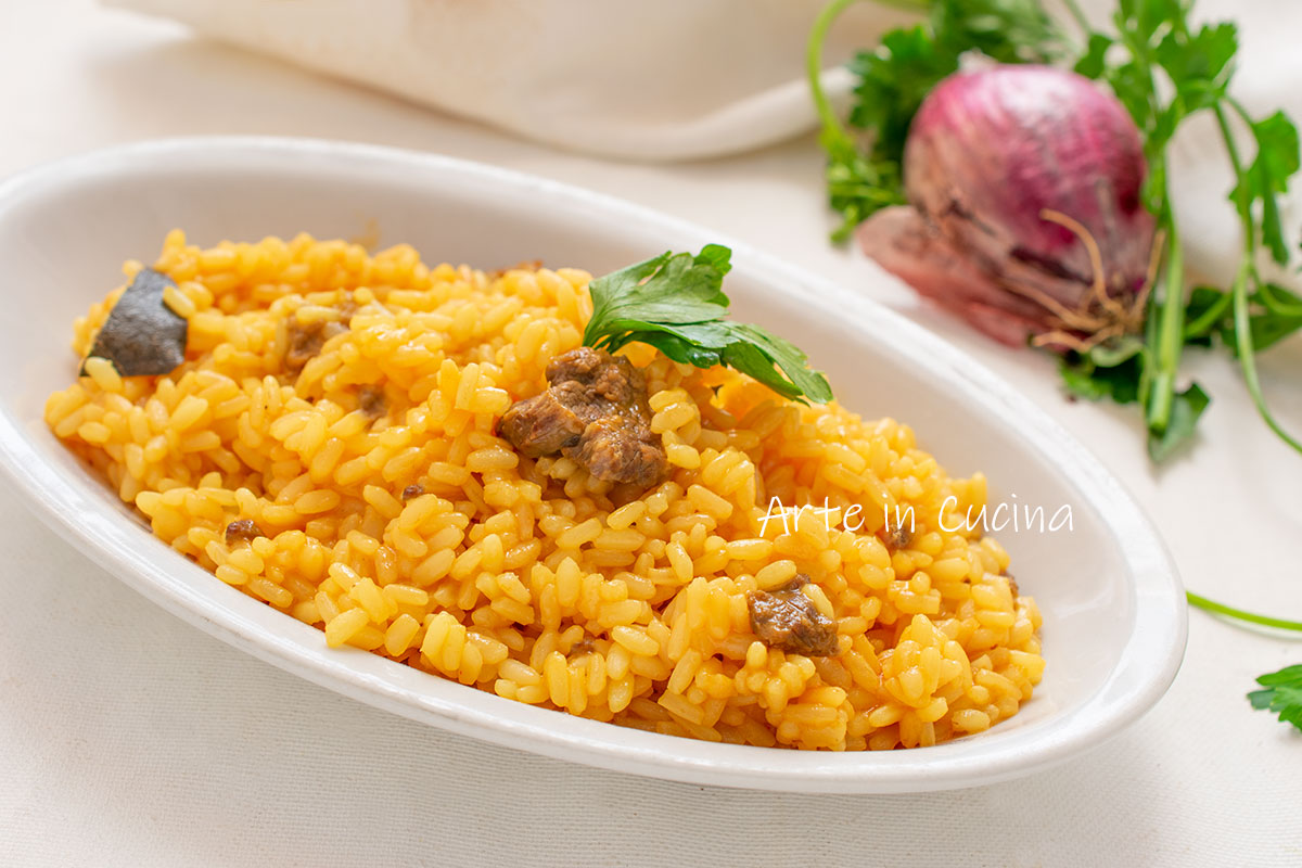 RISOTTO CON CARNE E ZAFFERANO primo piatto facile con riso