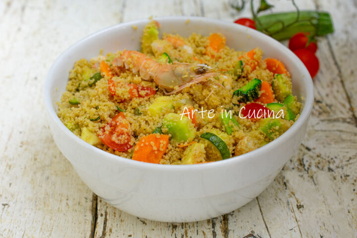 COUSCOUS con VERDURE e scampi