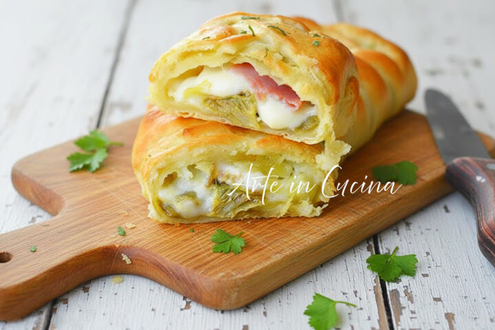 TRECCIA di SFOGLIA con CARCIOFI e speck