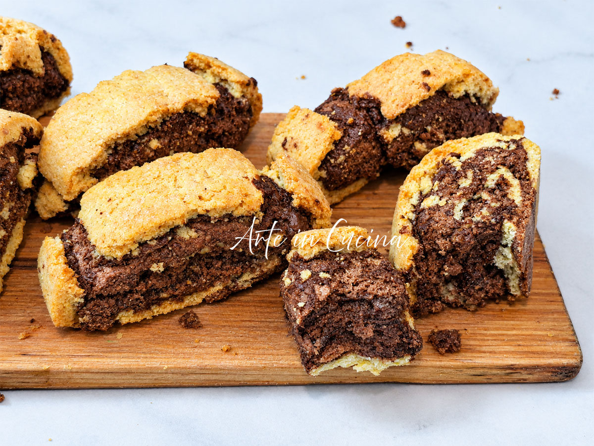 Girelle bicolore alla nutella biscotti con doppia frolla