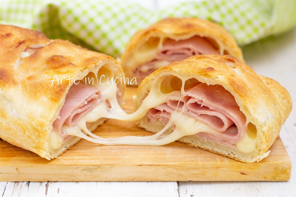 Rotolo pizza al prosciutto e formaggio