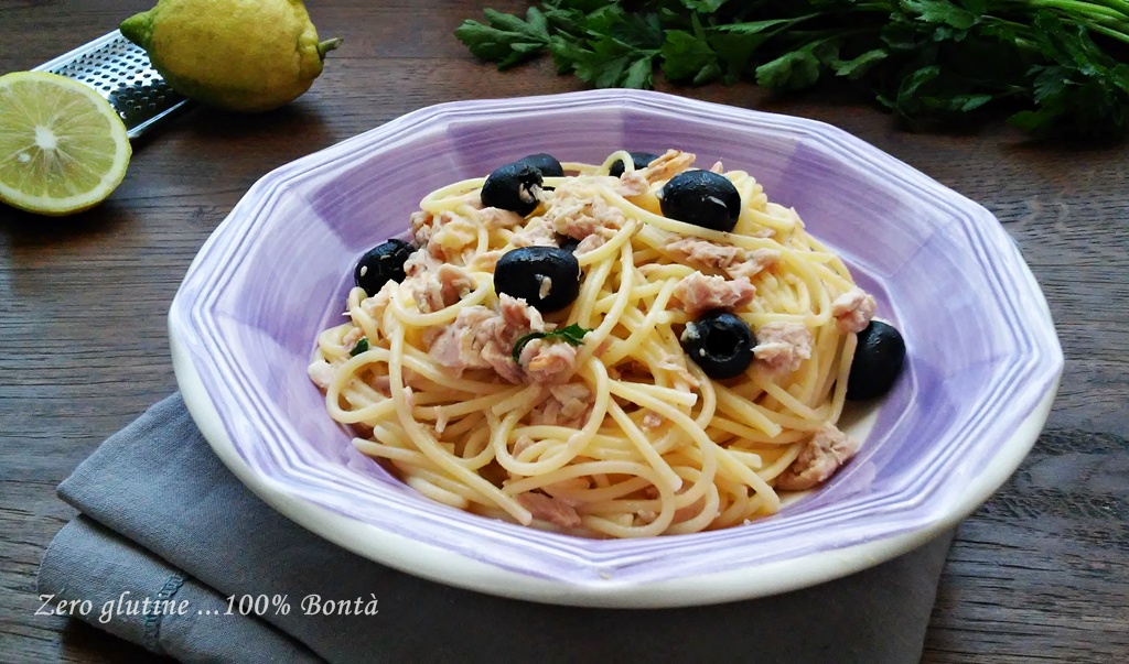 Spaghetti tonno olive e limone