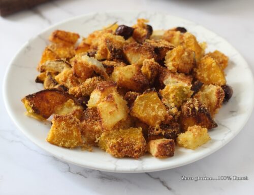 Zucca e patate croccanti in friggitrice ad aria