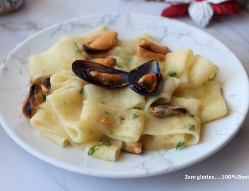 Pasta con crema di patate e cozze