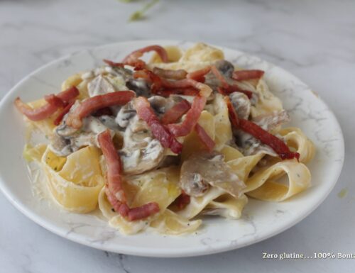 Pappardelle con funghi e speck