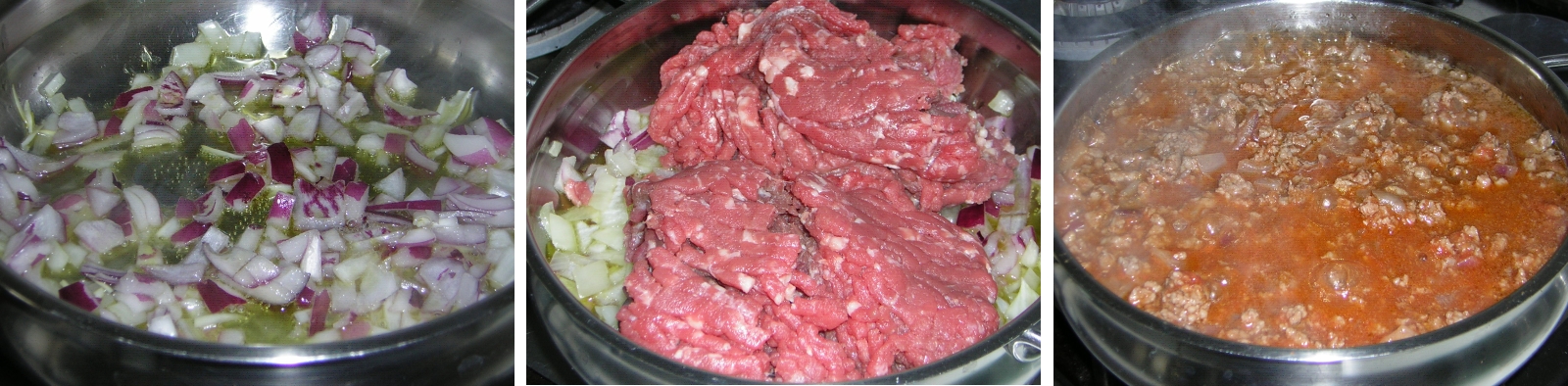 preparazione della carne per la moussaka