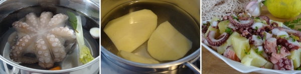 Preparazione dell'insalata di polpo e patate semplice e saporita