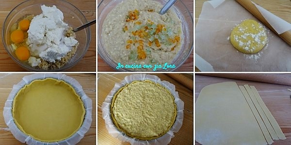 Preparazione della torta pastiera light con grano kamut