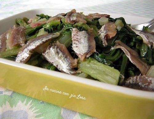 Puntarelle cotte condite con alici