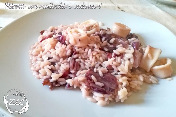 risotto con radicchio e calamari